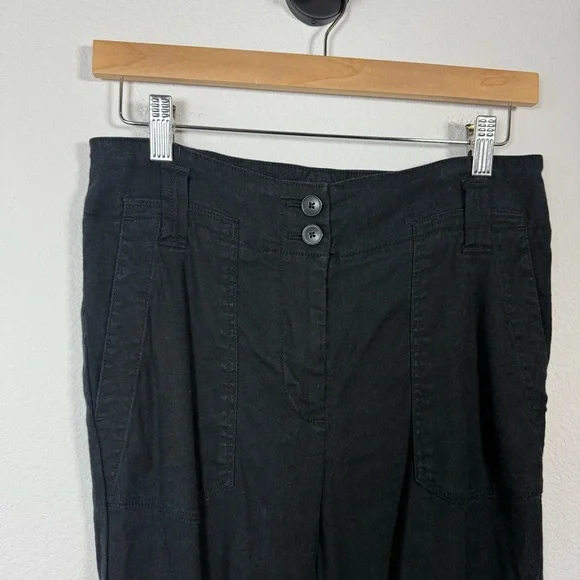 Maeve Anthropologie The Naomi Linen Wide-Leg Flare Pants in Black Size 6 - Picture 8 of 15